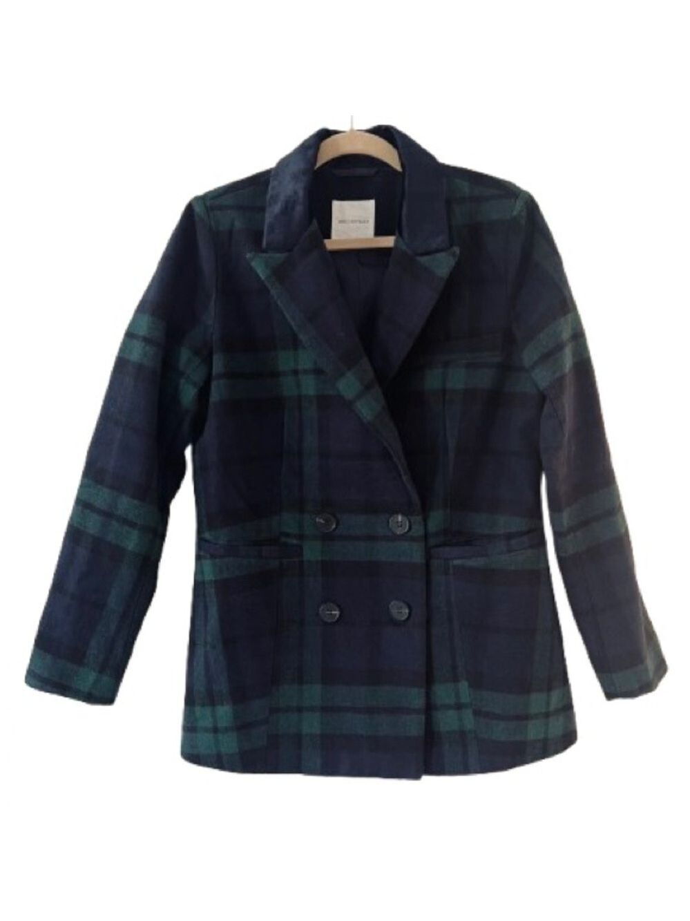 Avec Les Filles Black Watch Tartan Plaid Double Breasted Blazer Over Size Coat M - Picture 2 of 10